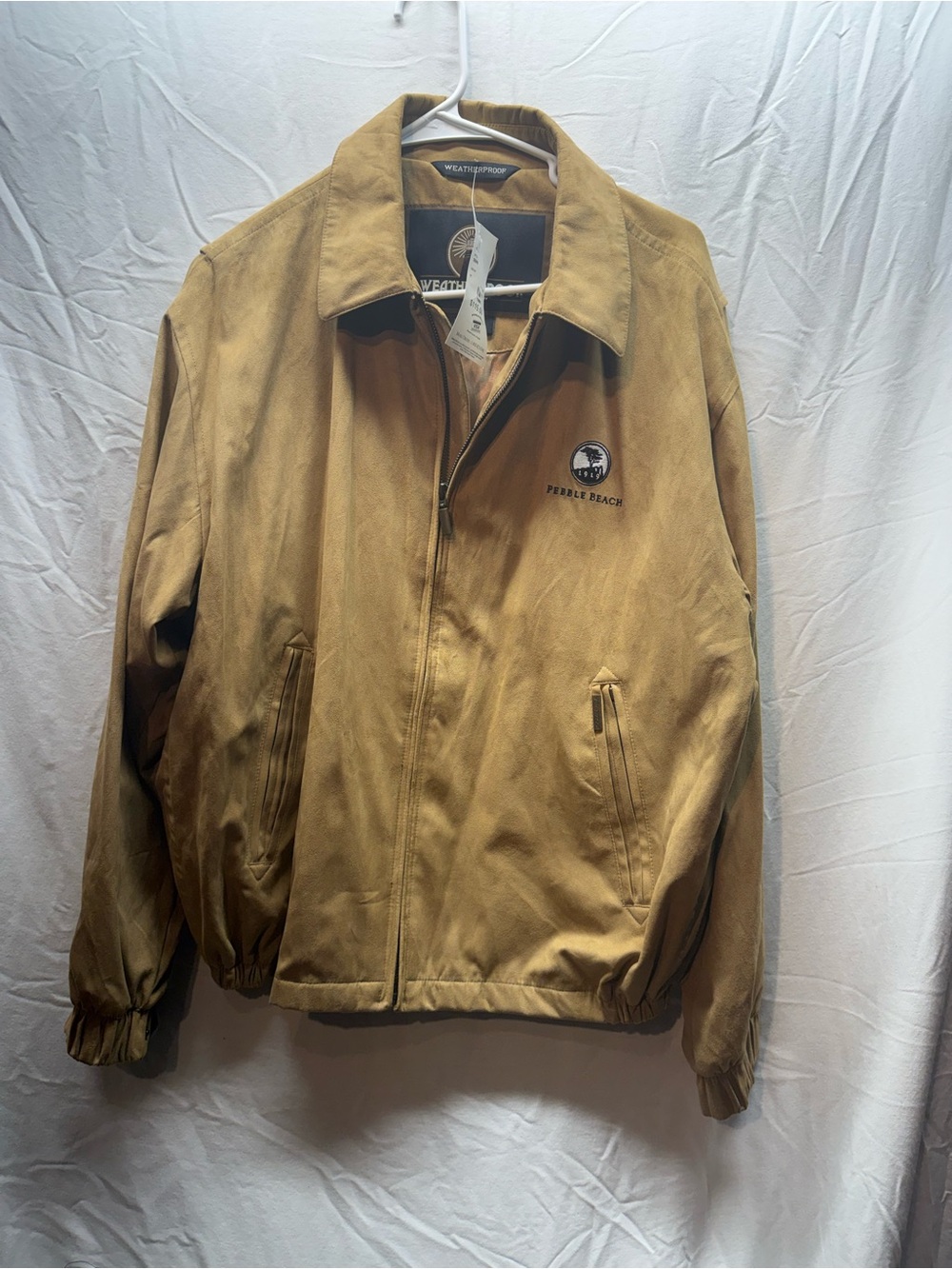 NWT Pebble Beach Weatherproof Golf Jacket Men’s M Tan Suede Look $115
